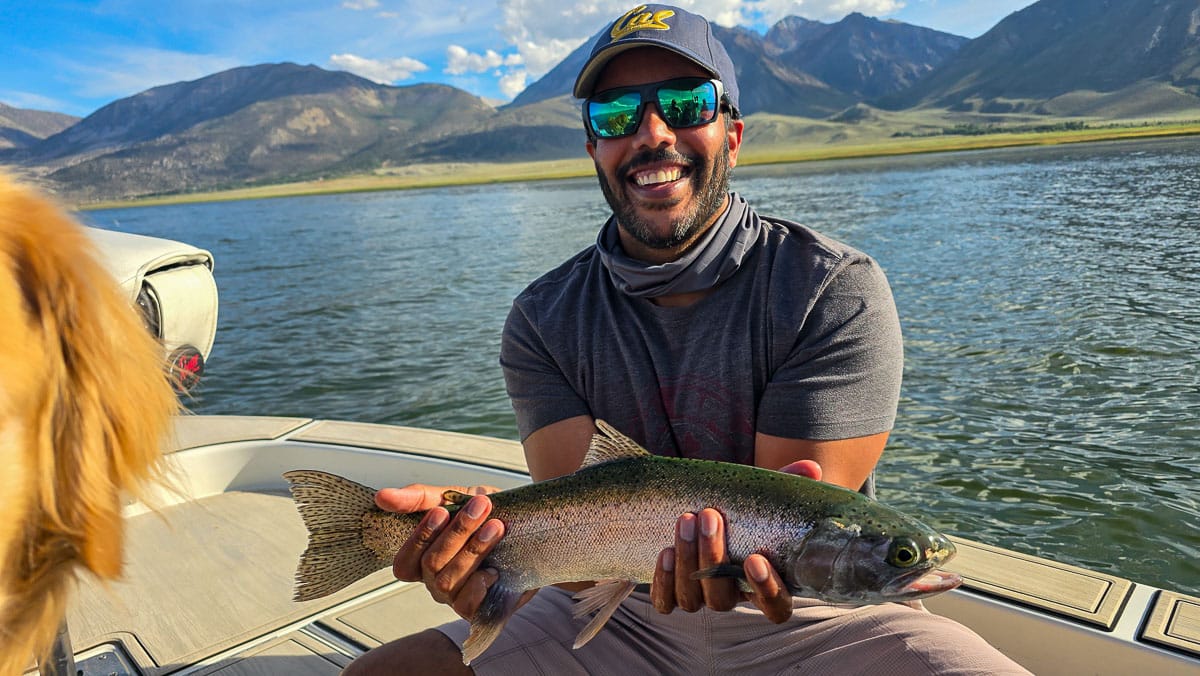 An algae bloom on Crowley Lake near Mammoth Lakes, CA