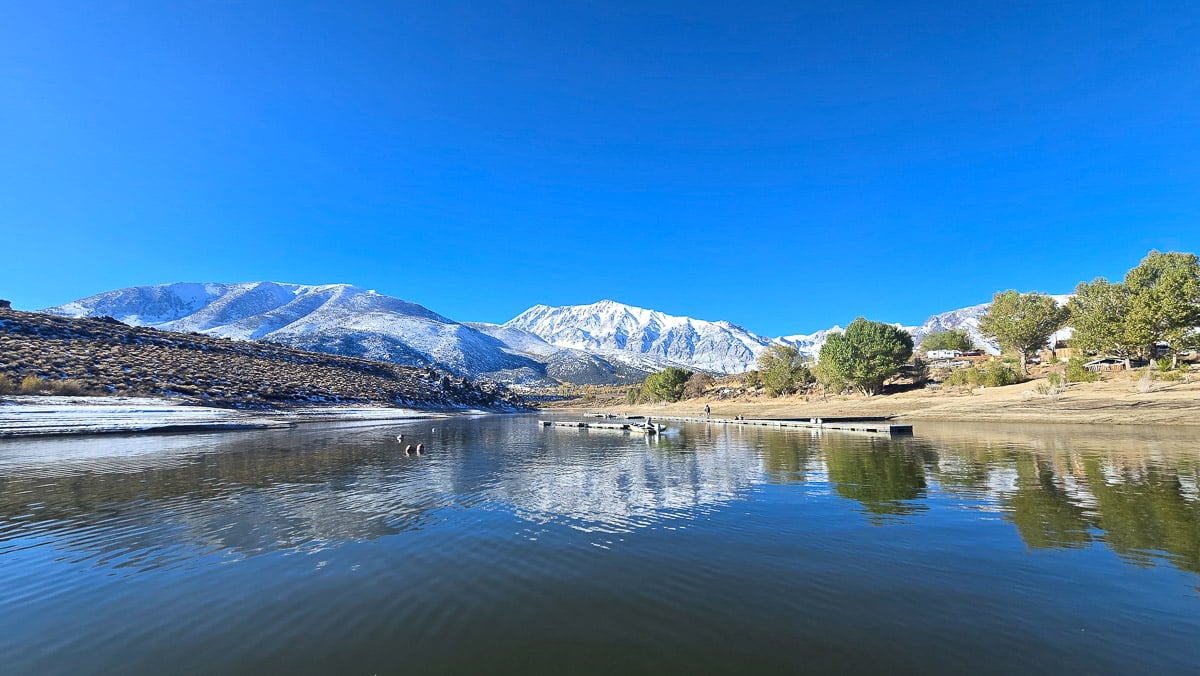 An October look from the marina of Crowley Lake after a fall storm.